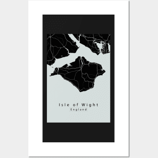 Isle of Wight England Island Map dark Posters and Art